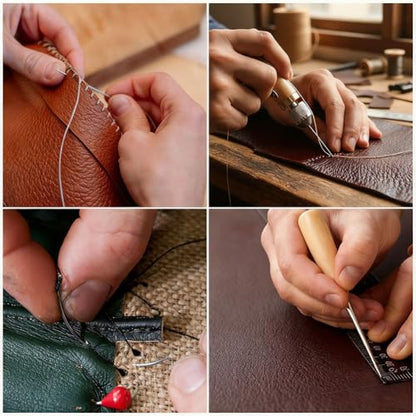29Pcs Sewing Awl Kit, Leather Craft Repair Tools with Wax Thread, Needles