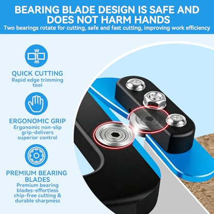 Edge Banding Trimmer, Woodworking Veneer Cutter with Dual Offset Bearings & Sharp Blades Comfort Handle Professional Edge Band Tools Trimmer Deburring Planing Trimming Tool for Straight,Curved Edges