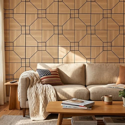 WoveN SounD Acoustic Wall Panels, Natural Oak, 16 Pack, 12x12 in - color: DoubleCell, Natural Oak, 16 Pack
