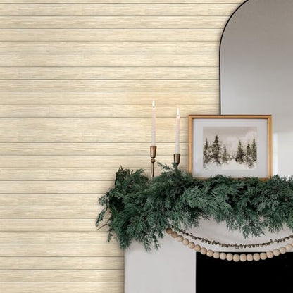 COMSTICKC 3D Faux Wood Wall Sticker Shiplap Peel and Stick, Not Real Wood - color: Yellow-Brown