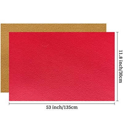 XHT Smooth Red Faux Leather Roll 11.8"x53" Soft Plain Synthetic Upholstery Crafts Fabric for DIY Cosplay Garment Jewelry Accessories - color: Red