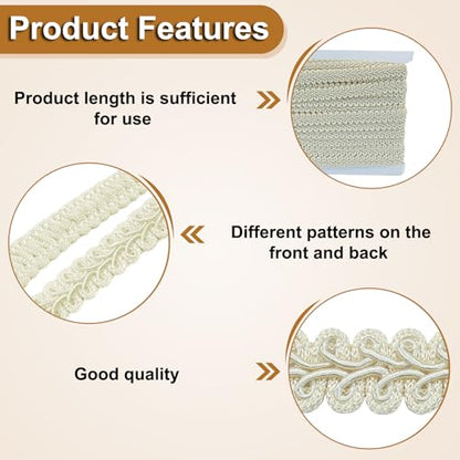 Gimp Braid Trim, Beige, 1/2 Inch, 14 Yards - color: Beige