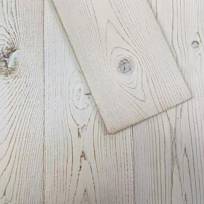 Real Wood Wall Planks-5" White Shiplap Panel Peel and Stick 10Pack 12.5SqFt - color: White Washed