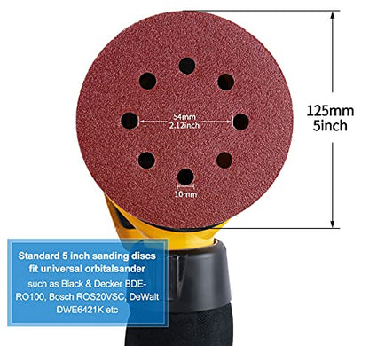 Sanding Disc 5 Inch 8 Hole Hook and Loop Sanding Pads for Orbital Sander 40/60/80/120/180/240/320 Grits-Pack of 72 - style: 40-320 grit
