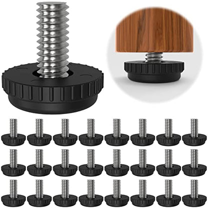 24 Pack 5/16"× 0.7" Stainless Steel Screw-in Furniture Levelers, Adjustable Furniture Levelers Screw in Threaded,Threaded Leveling Feet Glides for Table, Chair, Furniture Legs - color: 24 Pack