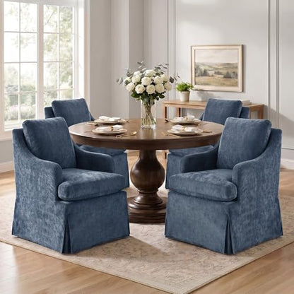 Usaint Upholstered Dining Chairs Set of 2, Dining Room Chairs with Casters - size: 2