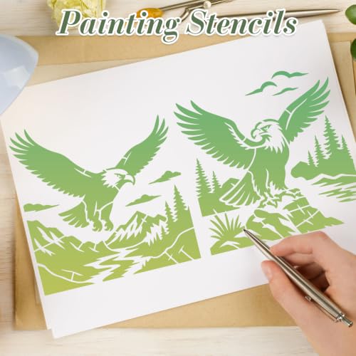 Eagle Stencils for Crafts Reusable 20Pcs Stencils(5.9X5.9 Inch) - color: Eagle 1