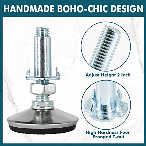 4 Set M10 Leveling Feet with 4-Pronged T Nut, Adjustable Leg Levelers Heavy Duty Furniture Levelers, M10 Furniture Legs with 2" Thread Length for Cabinet Table Chair Raiser, Silver - color: Silver, size: M10 x 50mm