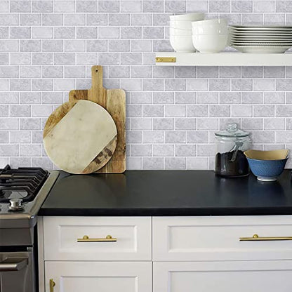 STICKGOO Subway Tile Peel and Stick Backsplash, Thicker Design 12" x 12" Stick on Backsplash Tiles for Kitchen, Bathroom, Wall Tile (10 Sheets, Cinderella Grey) - color: Cinderella Grey