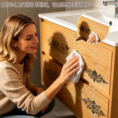 4 PCS Classic Floral Borde Rub on Transfer Stickers for Furniture