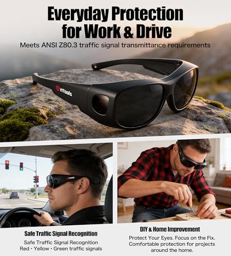 AnTools UV Protection Safety Goggles, ANSI Z80.3-2018 Certified, Impact-Resistant Eyewear for Traffic Signal Recognition, Outdoor Use, Anti-Glare Protective Glasses for Work & Sports