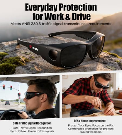 AnTools UV Protection Safety Goggles, ANSI Z80.3-2018 Certified, Impact-Resistant Eyewear for Traffic Signal Recognition, Outdoor Use, Anti-Glare Protective Glasses for Work & Sports