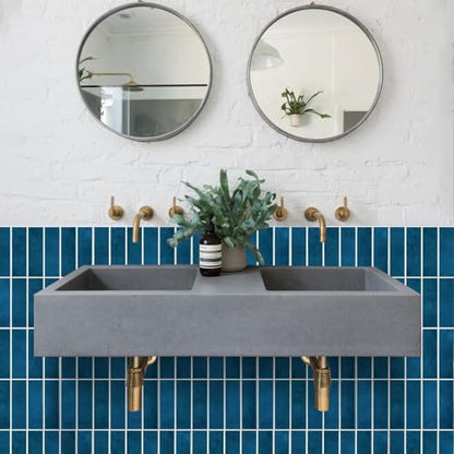 Peel and Stick Tile，New Upgrade Thicker Design Self Adhesive 12" x 12" Large Premium Peel and Stick Backsplash for Kitchen (Dark Blue). - color: Dark Blue
