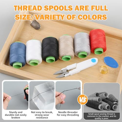 43PCS Sewing Kit for Adults – Needle and Thread Kit with Big Eye Needles, Threader & Strong Thread – for Hand Sewing, Repairs & Patching, Daily Use