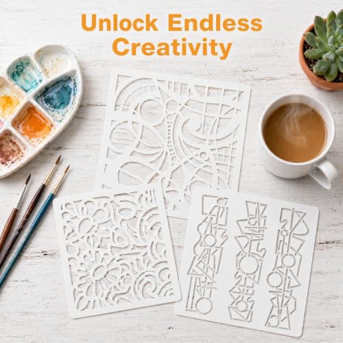 Geometric Stencils 16 Pack, Reusable Templates for Painting