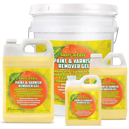 Smart 'n Easy Paint & Varnish Remover Gel - Do It Yourself Friendly Paint Remover - Strips Multiple Layers of Acrylic, Latex, Oil & Water-Based Paints & Varnishes - Orange Citrus Scent - 1 Gallon - size: 128 Fl Oz (Pack of 1)
