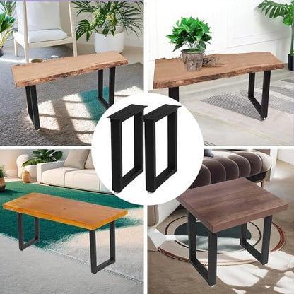 NXN-HOME 16'' Tall Square Metal Table Legs for Furniture, Bench Legs, Coffee Table Legs, Set of 2 Mid Century Home DIY Projects Black Furniture Legs(16”H x 11.8”W) - size: 16 inches-Square