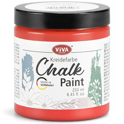 Viva Decor Chalk Paint (Poppy Red) 8.45oz - Featuring a Chalky & Matte Finish, this paint is perfect for crafting Shabby Chic & Vintage looks on wood furniture and decor pieces - color: Poppy Red
