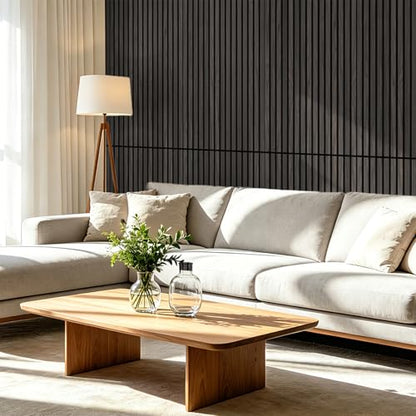 Art3d 47 x 23.6 in Acoustic Wood Slat Design Wall Panels, 4-Pack, Grey Oak - color: Grey Oak, size: 23.6" x 47"