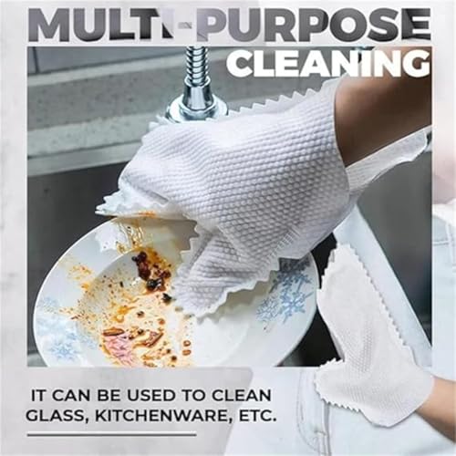 20 Pcs Home Dust Removal Gloves, Non Woven Gloves, Dry And Wet Dual-Purpose Cloth, Household Dishwashing And Dust Removal Cloth,Microfiber Fish Scale Cleaning Duster Glove, Disposable Cloth Gloves