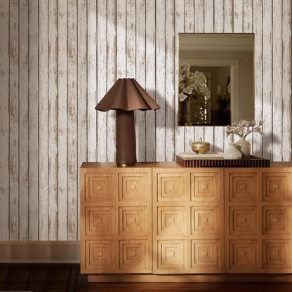 COMSTICKC 3D Faux Wood Wall Sticker Shiplap Peel and Stick, Not Real Wood - color: White Wood