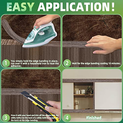 Walnut Edge Banding, 2 inch x 7ft Plywood Veneer Wood Edge Banding, Preglued Wood Tape Banding for Cabinet Repair - color: Walnut, size: 2"x 7ft