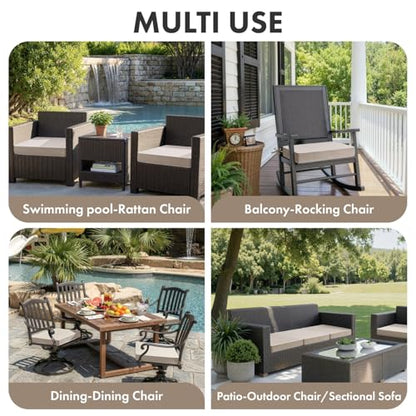 MIULEE Beige Outdoor Chair Cushions 2 Pack,19x19x3 Inch Waterproof Cushions - color: Beige, size: 19 x 19 x 3 Inch
