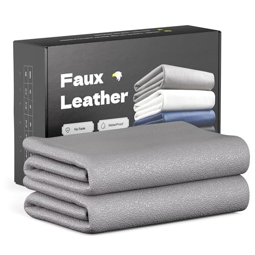 Marine Vinyl Fabric Faux Leather Upholstery, 1mm Thick, Waterproof & UV Resistant, Cotton Backing, Boat, Automotive, Crafting & Outdoor Pleather – 36" x54" (1 YD), Grey - color: Grey, size: 1YD(36"x54")-Folded
