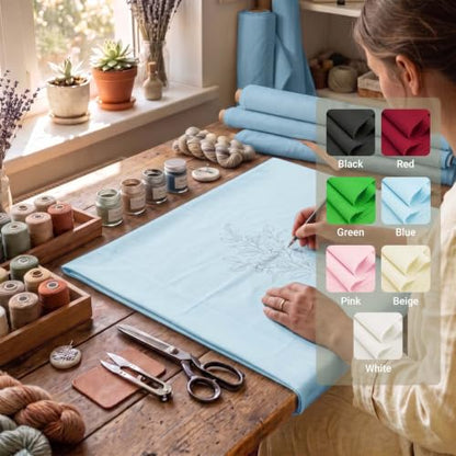 Light Blue Poly Cotton Canvas Fabric, 1 Yard, 59 Inch Wide - color: Light Blue, Not Water‑resistant, size: 1 Yards