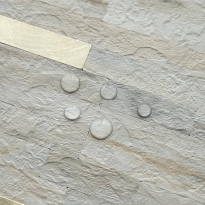 AULIGET 20 Sheets Faux Stone Peel and Stick Backsplash, Beige Marble Look PVC Wall Tile Stick on Backsplash for Kitchen and Bathroom - color: Beige Marble + Metal Gold, size: 20 Sheets, 6"x12"x0.12"