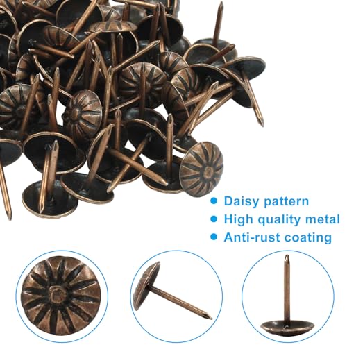 100 Pcs 7/16 Inch Antique Upholstery Tacks, Red Copper - color: Copper