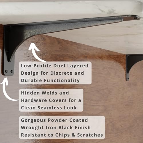 Starby Gladiator Series Solid Heavy Duty Welded 500 Lb Low Profile Granite Countertop Support Shelf Brackets Floating Shelf Discrete Slim 500 LB Capacity (2 Pack) (7" x 19" x 2.5") - size: 7" x 19" x 2.5"