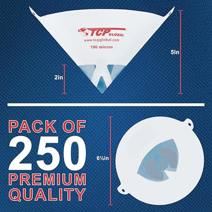 TCP Global - 190 Micron Filter Tips Ultra-Fine Paint Strainer, 250 Pack - style: 190 Micron (Pack of 250)