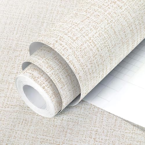 Beige Wallpaper Grasscloth Peel and Stick Wallpaper 17.7in x 118in - color: Beige, size: 17.7" x 118.1"