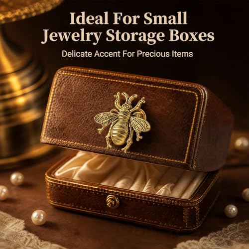 HEVSTIL 6Pk Antique Gold Bee Cabinet Knobs, Nature Theme Single Hole Pulls - color: Antique Gold, style: 6 Pack