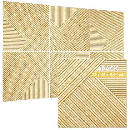 TO-TH Acoustic Panels Peel and Stick Sound Proof Panel 6Pack, Natural Oak - color: Natural Oak
