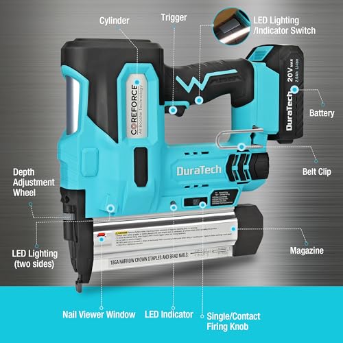DURATECH 20V 18GA Cordless Brad Nailer & Staple Gun