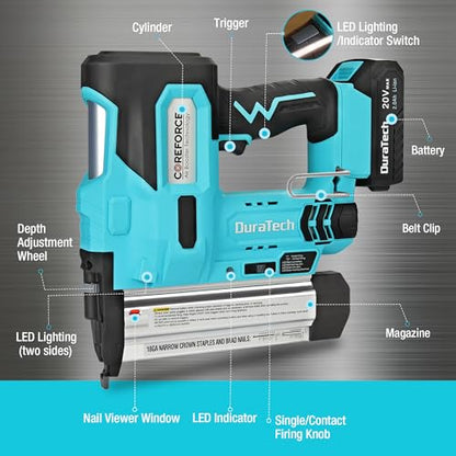 DURATECH 20V 18GA Cordless Brad Nailer & Staple Gun