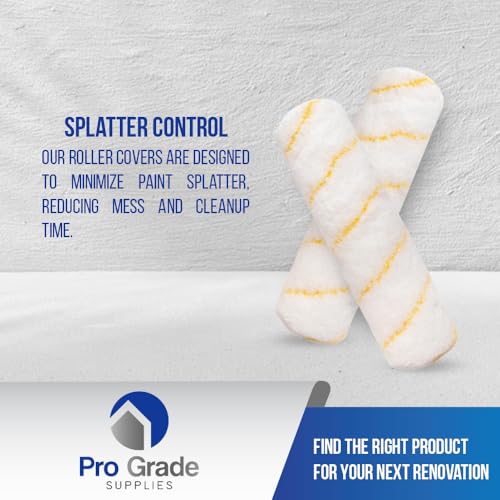 Pro Grade Paint Roller Covers, 9 Inch, 1/2 Inch Microfiber Nap, 6 Pack