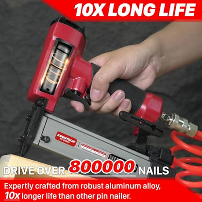 KEENTECH Pneumatic Pin Nailer 23 Gauge with 2,160 1/2" to 1-3/8" Pin Nails - color: Red, size: Fit 1/2" to 1-3/8" Pin Nails