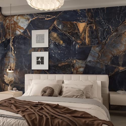 Black Marble Contact Paper Peel Stick Wallpaper Dark Blue Granite 24"x393" Textured Waterproof Self-Adhesive Removable Glossy Wide Vinyl Wrap Large for Countertop Living Room Kitchen Apartment - size: 4" x 24"