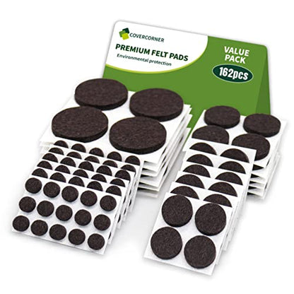 Felt Furniture Pads for Hardwood Floors 162 PCS, Round, Brown - size: 162PCS Value Pack Round Dark Brown