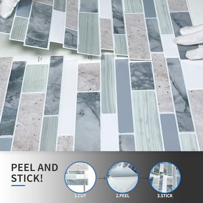 10-Sheet Peel and Stick Kitchen Backsplash Tiles - color: Pink Green