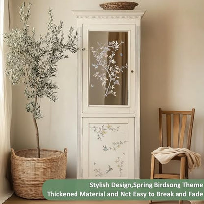 Floral Rub on Transfer for Furniture Wood Glass DIY - color: Spring Summer Birdsong