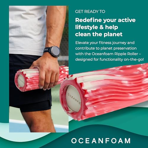 Oceanfoam Ripple Roller Small Foam Roller for Physical Therapy, Red Marbled - color: Red Marbled