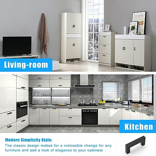 KNOBWELL 20 Pack| 2-1/2 inch Dresser Drawer Pulls Matte Black, 64mm Modern Square Slim Knobs and Pulls for Kitchen Cupboard Bathroom Bedroom Vanity Chest Furniture Pulls - color: Matte Black, size: Hole Center:2-1/2 inch(64mm)