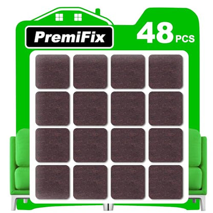 Square Felt Pads for Chair Legs, Square Felt Furniture Pads 1 inch 48 Pieces Pack Brown, Furniture Pads for Hardwood Floor 5mm Thick - size: 48pcs Square