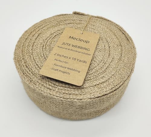 10 Yards 2" Jute Webbing for Chair Seat, Upholstery Webbing for Chairs, Natural Burlap Fabric for Craft Projects (2 Inch/10 Yards) - size: 2 Inch/10 Yards