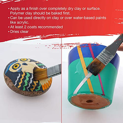 U.S. Art Supply 8oz High Gloss Clear Acrylic Topcoat & Air Dry Clay Varnish - size: 8-ounces