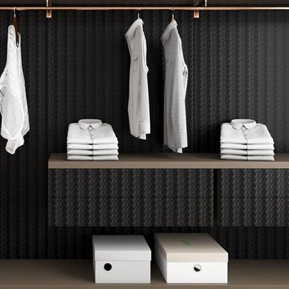 ReWallpaper Basketweave Peel and Stick Wallpaper 30in x 16.5ft Black Texture Wallpaper Waterproof Embossed Vinyl Wall Covering for Kitchen Bedroom Walls Removable Contact Paper for Cabinets Shelves - size: 30in x 16.5ft